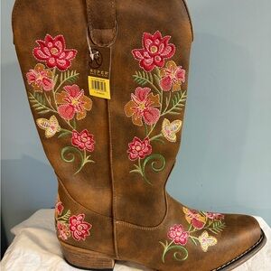 NEW Roper Women's Brown Embroidered Western Cowboy Cowgirl Boots sz 11 NWT